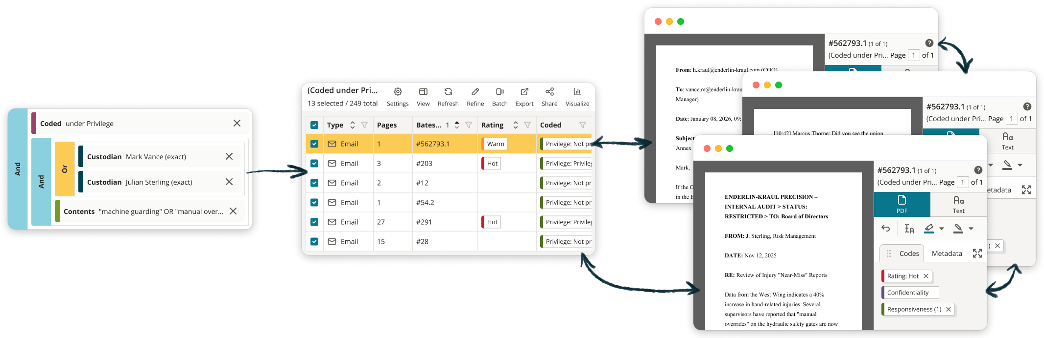 Manual review in Everlaw: build searches, view results, view individual documents